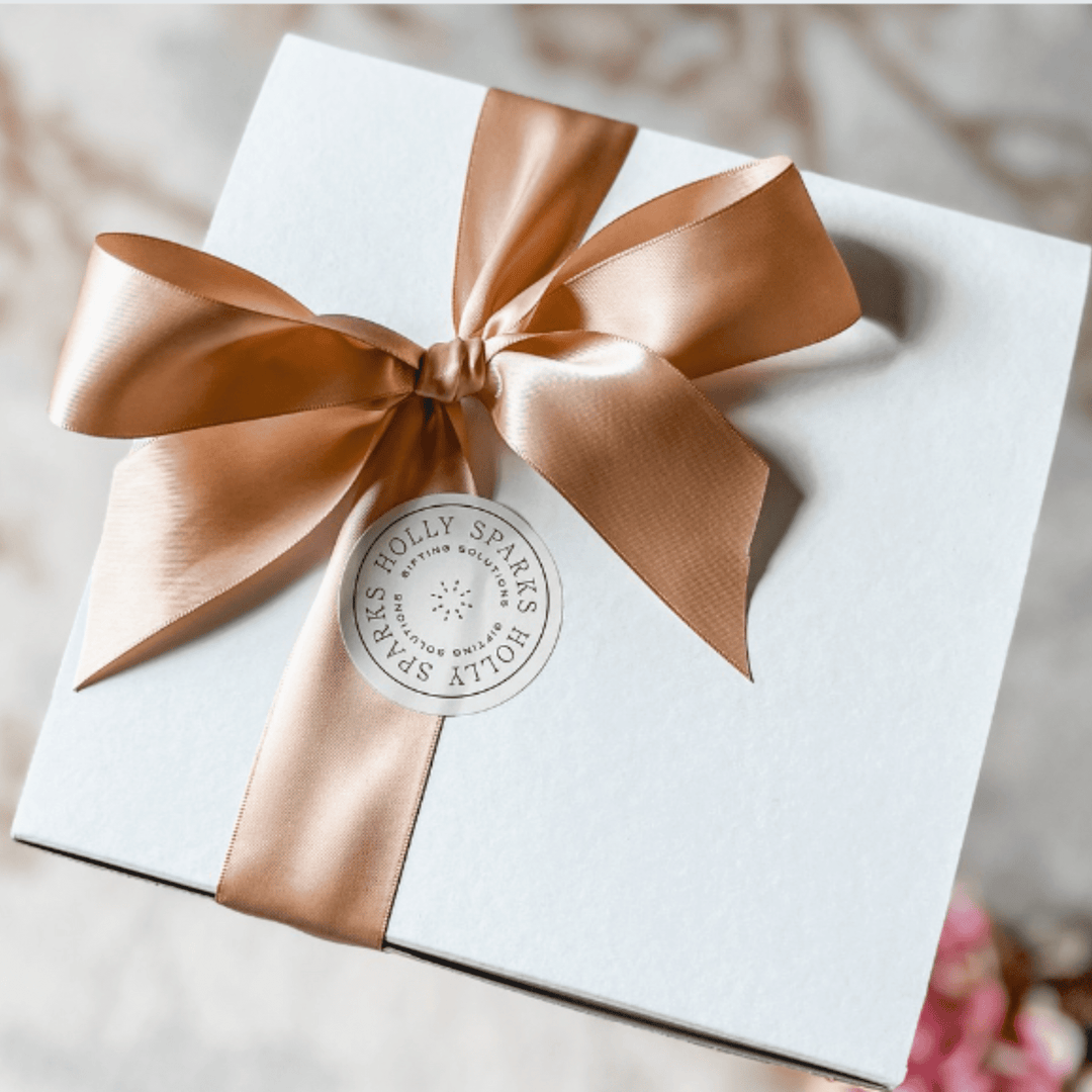 Premium White Gift Box, Ivory Crinkle Shred, Perfectly Tied Bow, Greeting Card, Handwritten Message