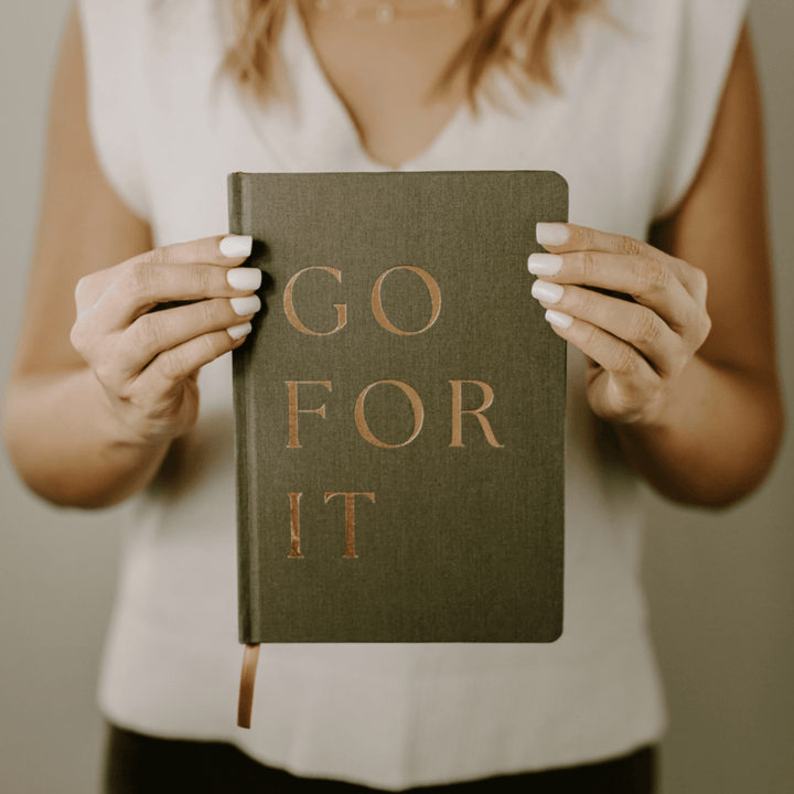 Go For It Fabric Journal Birthday, Mother's Day, Desk Accessories, Office Accessories, Stationary, Planner, Journal, Diary, Notebook, Graduation, Encouragement, Sympathy, Divorce and Breakup, Motivational, Inspirational, Self-Care, New Job, Promotion