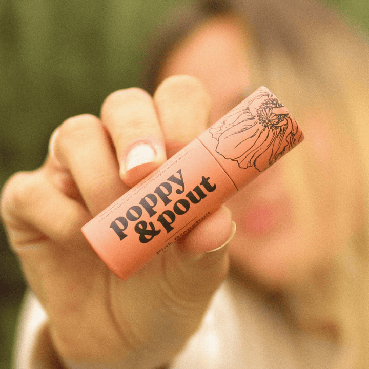 Lip Balm, Pink Grapefruit, spa day  spa & self care  spa  self care gifts  self care  poppy & pout  marketplace  lips  lip balm  beauty products  grapefruit  pink