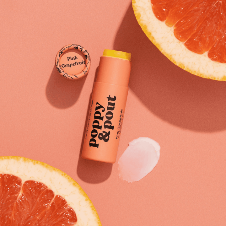 Lip Balm, Pink Grapefruit, spa day  spa & self care  spa  self care gifts  self care  poppy & pout  marketplace  lips  lip balm  beauty products  grapefruit  pink