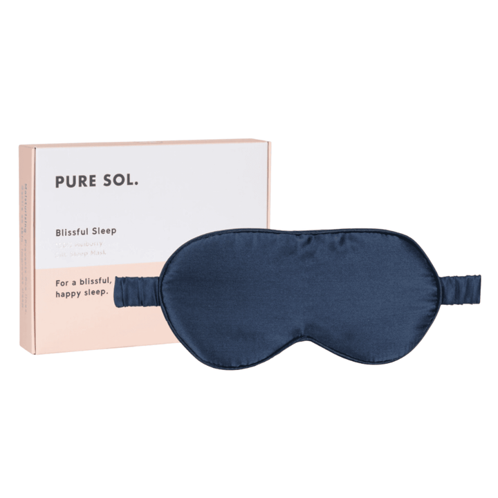 Mulberry Silk Sleep Mask - Navy spa day  spa & self care  spa  self care  relaxation  mask  marketplace  face mask  eye mask  beauty products  navy  blue  silk sleep mask